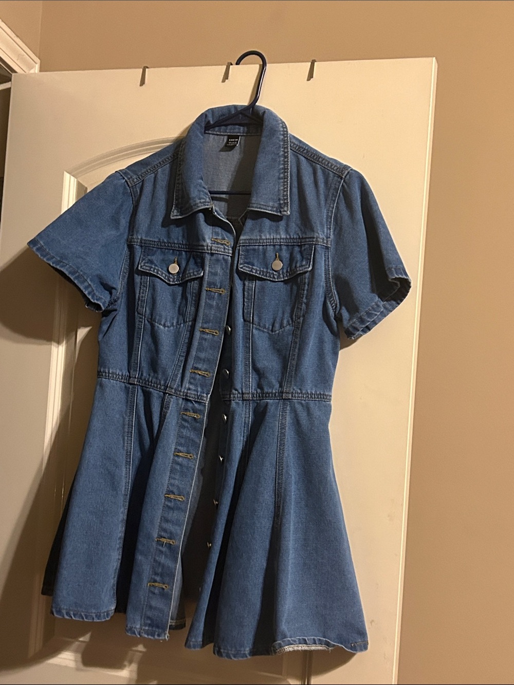Denim Button-Front women’s Dress - Blue
